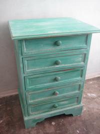 Faux painted turquoise chest