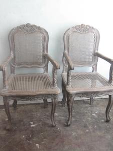 Caned carved chairs